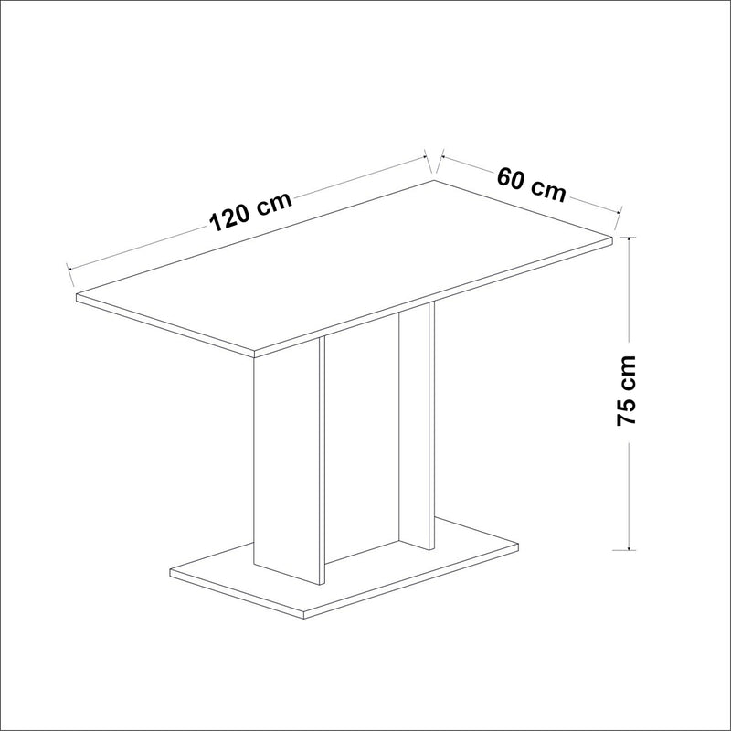 Esquema acotado Mesa de comedor Galten para 4 personas Blanco [en.casa]