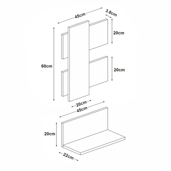 Estantería de pared Egtved con panel de pared efecto roble / antracita [en.casa]