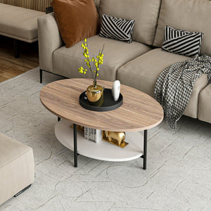 Mesa de centro Fredericia con estante inferior en aspecto roble / blanco [en.casa]