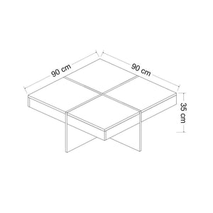 Mesa de centro Fjerritslev 35x90x90 cm efecto mármol negro [en.casa]