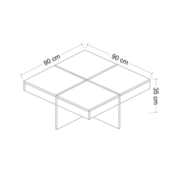 Mesa de centro Fjerritslev 35x90x90 cm efecto mármol negro [en.casa]