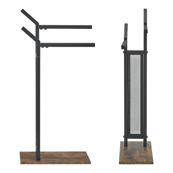 Toallero Telavi Acero 88x40x20cm Negro / Aspecto Madera [en.casa]