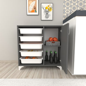 Armario auxiliar Lødingen con 5 cestas de almacenamiento Antracita / Blanco [en.casa]