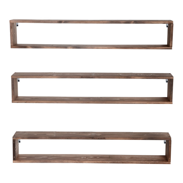 Estantería de pared Næstved en juego de 3 piezas Madera de pino, teñida [en.casa]