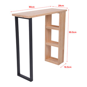 Mesa alta Nørager con estantería de madera de pino [en.casa]