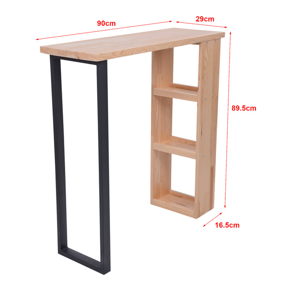Mesa alta Nørager con estantería de madera de pino [en.casa]