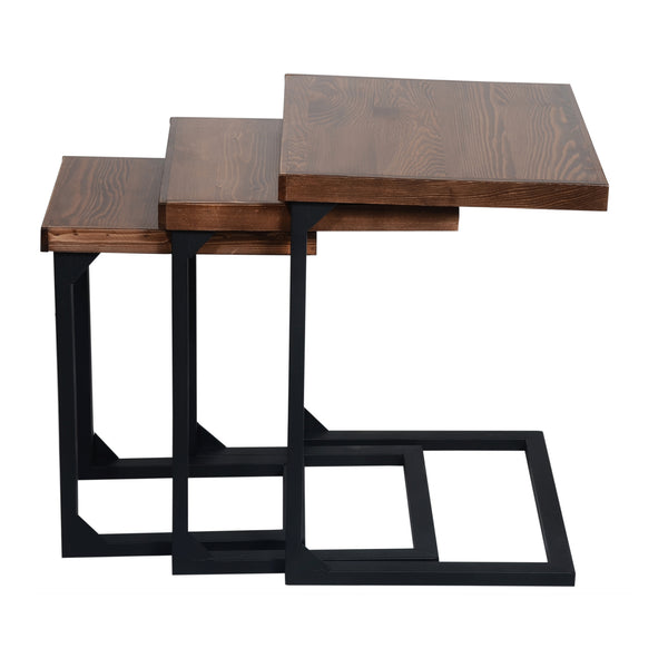 Mesa de comedor Rørvig en juego de 3 piezas de madera de pino, teñida [en.casa]