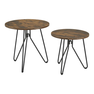 Mesa de centro Väsby en juego de 2 tonos madera oscura/negro [en.casa]