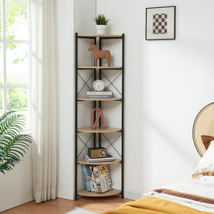 Estantería para plantas Ulfborg 6 estantes 160x30x30 cm Negro/Aspecto roble [en.casa]