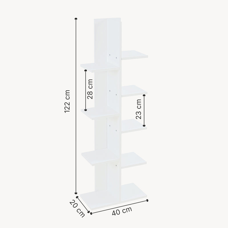 Esquema acotado Librería Rødekro de 9 niveles 122 x 40 x 20 cm blanco [en.casa]