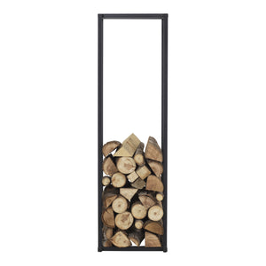 Estante para leña Tibro acero 35x35x120 cm negro [en.casa]