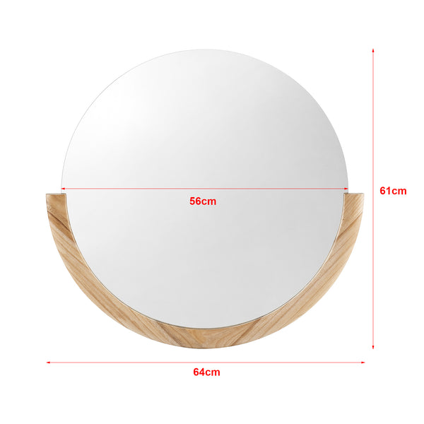 Espejo de pared Atri redondo natural con marco 61x64cm [en.casa]