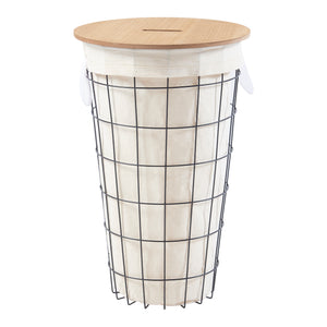 Cesto de ropa Skive con bolsa para ropa 40 L Metal Negro [en.casa]