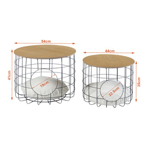 Juego de mesa de mimbre Haapajärvi en set de 2 con cueva para gatos [en.casa]