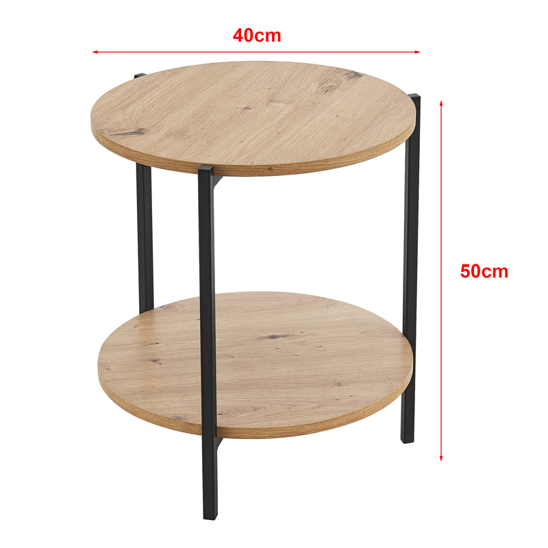 Esquema acotado Mesa auxiliar Kuopio 50xØ40cm Negro/Aspecto madera [en.casa]