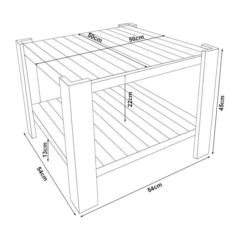 Esquema acotado Mesa de centro Malax madera de pino [en.casa]