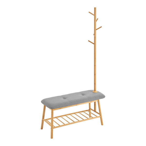 Banco de vestuario Bygland de bambú 90x34x165cm [en.casa]