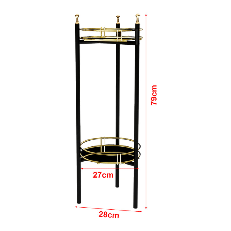 Esquema acotado Soporte para flores Oulainen 79x28x28cm Negro/Oro [en.casa]
