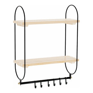 Estante de pared Pielavesi con 6 ganchos Negro/Natural [en.casa]