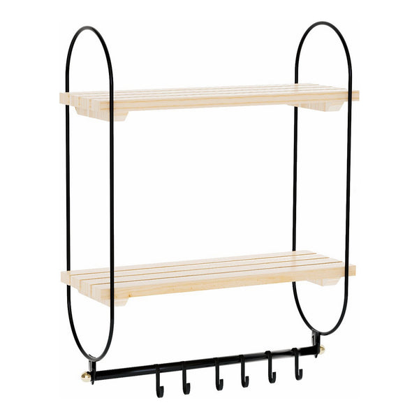 Estante de pared Pielavesi con 6 ganchos Negro/Natural [en.casa]