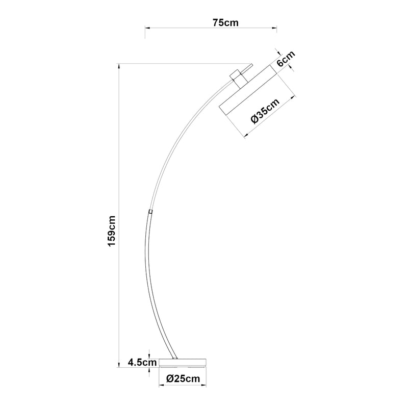 Esquema acotado Lámpara de arco Stafford Gris [lux.pro]