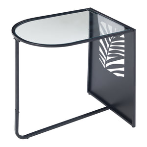 Mesa auxiliar Ulvik 50x50x35cm de metal y vidrio negro [en.casa]