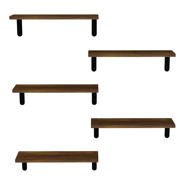 Estantería de pared Frogn juego de 5 piezas color madera/negro [en.casa]