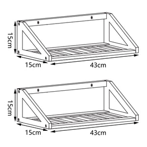 Conjunto de estantes de pared Gjerdrum 2 piezas 43x15x15cm Bambú [en.casa]