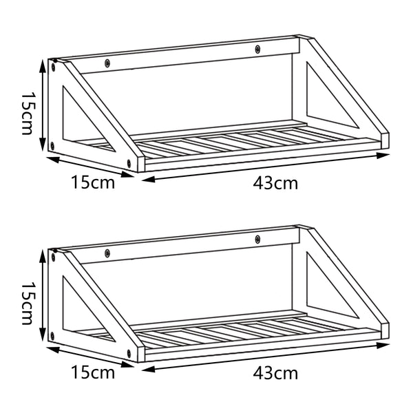 Conjunto de estantes de pared Gjerdrum 2 piezas 43x15x15cm Bambú [en.casa]