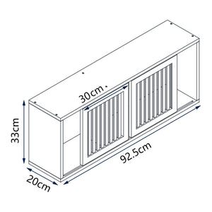 Estantería de pared Grums con dos puertas correderas 92,5x20x33cm Bambú [en.casa]