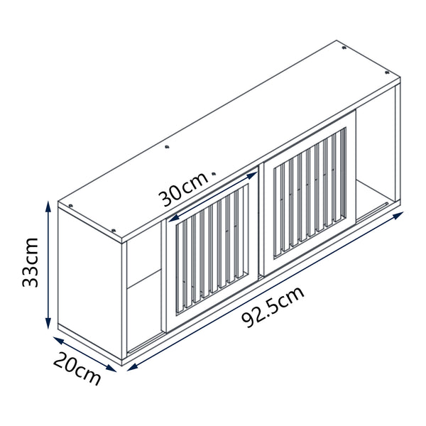 Estantería de pared Grums con dos puertas correderas 92,5x20x33cm Bambú [en.casa]
