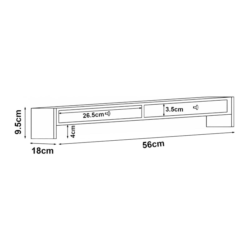 Esquema acotado Soporte para monitor Hallstahammar 56x18x9,5 cm Bambú [en.casa]