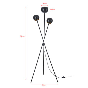 Lámpara de pie Nykvarn de 3 luces Negro / Dorado [lux.pro]