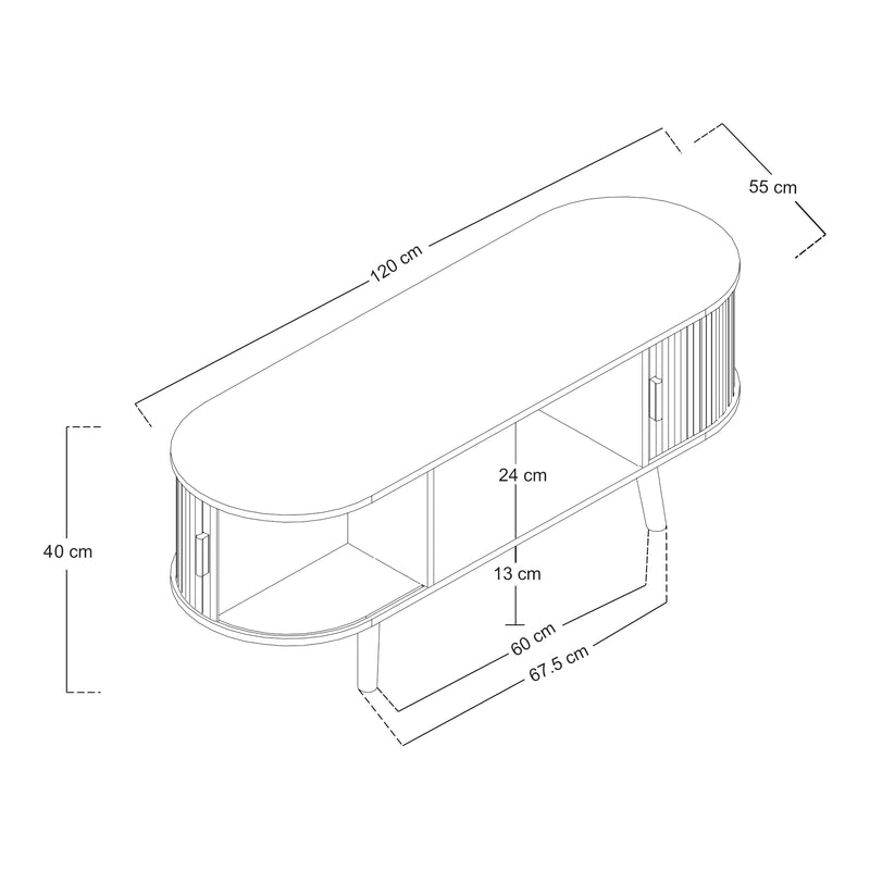 Esquema acotado Mesa de centro Nordkapp con 2 puertas [en.casa]