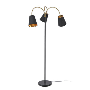 Lámpara de pie Wycombe de 3 luces Negro / Dorado [lux.pro]