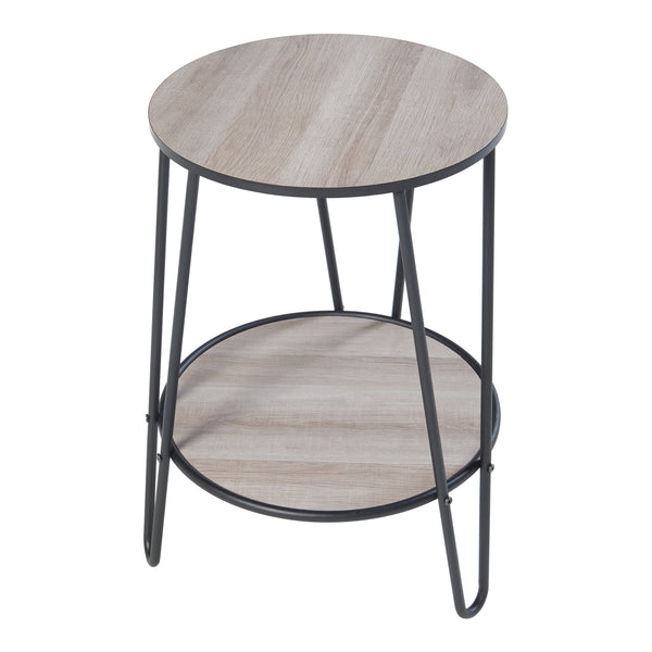 Mesa auxiliar Ylöjärvi con 2 estantes Negro/Aspecto roble [en.casa]