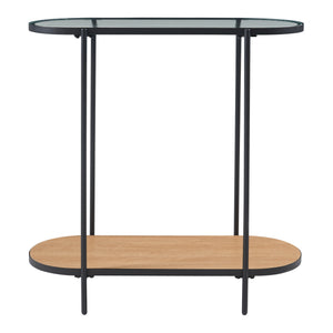 Mesa consola Høyanger 80x80x30cm Negro/Roble [en.casa]