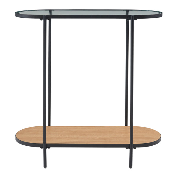 Mesa consola Høyanger 80x80x30cm Negro/Roble [en.casa]