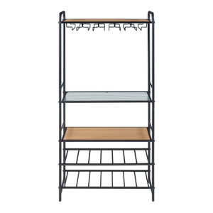 Estante para vino Hustadvika 120x61x33cm Negro/Roble [en.casa]