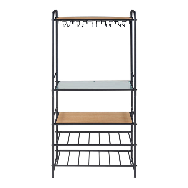 Estante para vino Hustadvika 120x61x33cm Negro/Roble [en.casa]