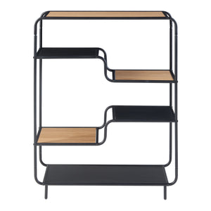 Estantería de pie Kristiansand 101x80x30 cm Negro/Aspecto roble [en.casa]