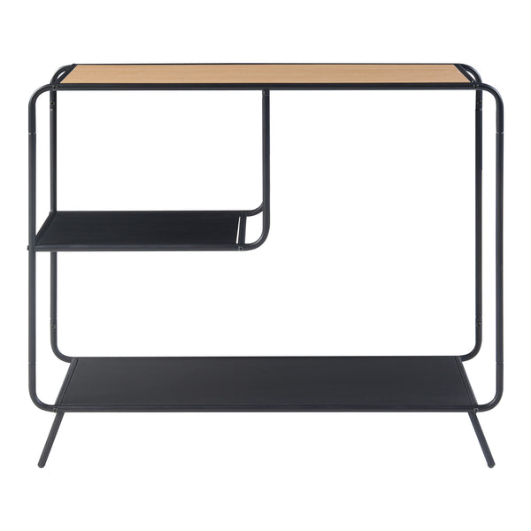 Mesa consola Krødsherad 83x102x36cm Negro/Roble [en.casa]