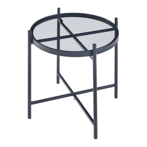 Mesa auxiliar Lier con tablero de vidrio negro [en.casa]
