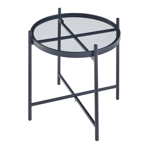 Mesa auxiliar Lier con tablero de vidrio negro [en.casa]