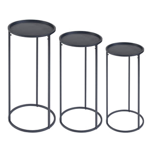 Soporte para plantas Nesodden juego de 3 piezas metal negro [en.casa]