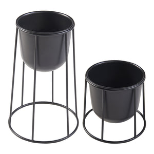 Soporte para plantas Nesseby juego de 2 piezas metal negro [en.casa]