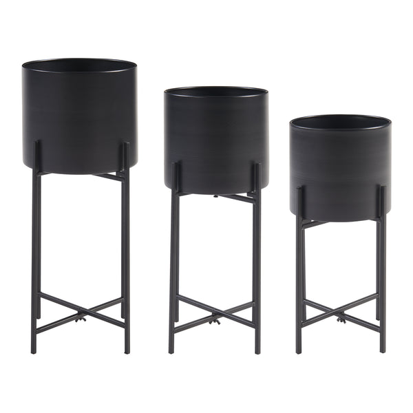 Soporte para plantas Orsa juego de 3 piezas metal negro [en.casa]