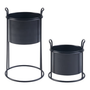 Soporte para plantas Osen juego de 2 piezas metal negro [en.casa]