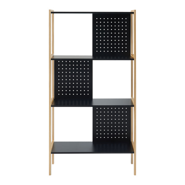 Estantería Dønna 120x63x28cm Negro/Color madera [en.casa]