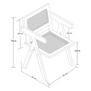 Silla de comedor Asikkala 79x50x50cm Bambú/Aspecto ratán [en.casa]